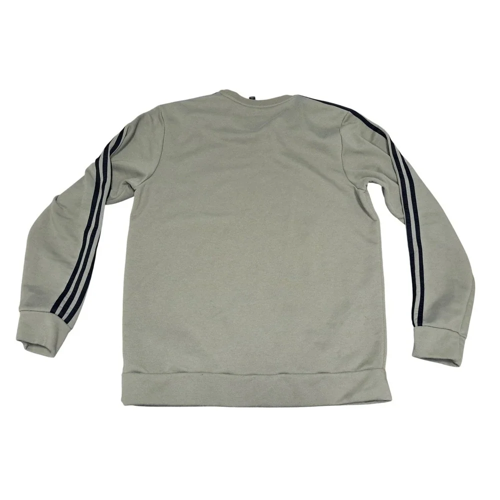 Adidas Primegreen Mens Large Olive‎ Green 3-Stripe Crewneck Sweatshirt Pullover